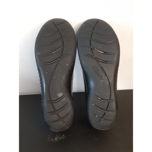 Clarks Collection Leather Slip-On Ultimate Comfort Shoes Ladies 10 Navy Loafers - Picture 6 of 9